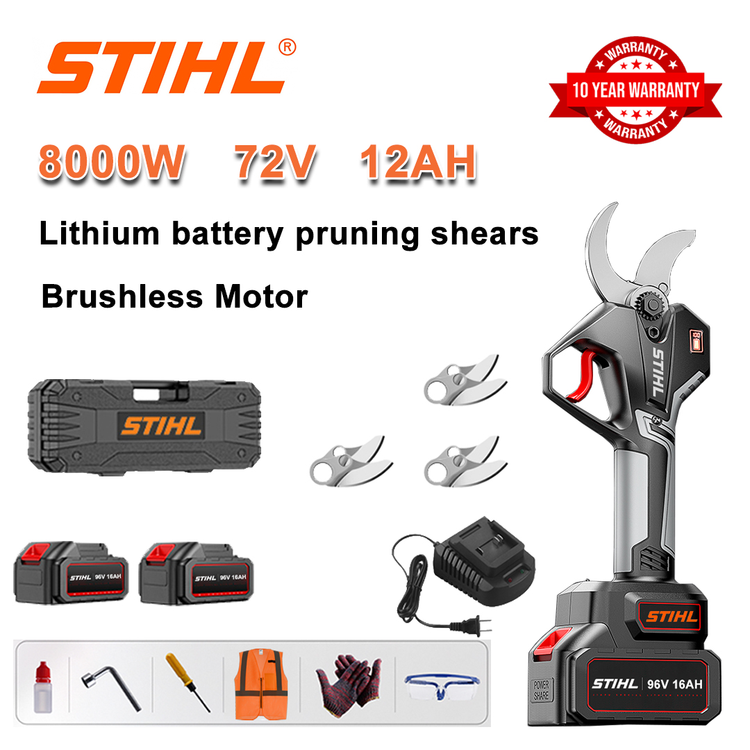 Foarfece de tăiat cu baterie cu litiu fără perii de 8000 W + baterii de 72 V 12 Ah * 2 + lame din aliaj SK9 * 3 + încărcător + afișaj LED de putere + cutie de scule + lubrifiant + ochelari de protecție + 10 ani garanție