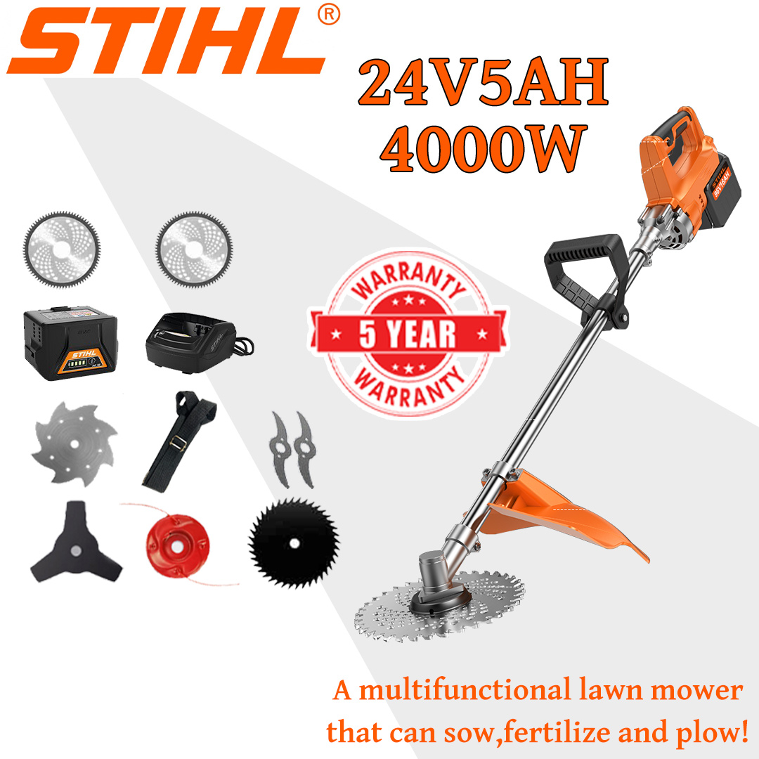 [Model standard] Mașină de tuns iarba (4000w24V5AH) + Lamă din aliaj * 2 + Lamă de ferăstrău din aliaj * 2 + Cap de tăiere din aliaj * 1 + Cuțit cu trei lame * 1 + Încărcător + Baterie * 1 + Curea * 1 + Alte accesorii + 5 ani garanție