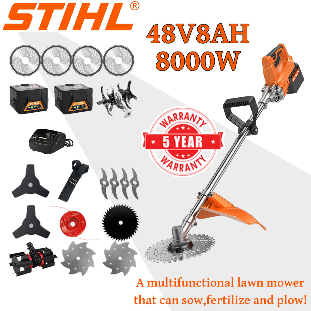 [Model de lux] Mașină de tuns iarba (8000w48V8AH) + Cap lamă *1 + Roată de reglare *1 + Lamă de ferăstrău din aliaj *4 + Lamă de ferăstrău din aliaj *4 + Cap lamă din aliaj *1 + Lamă triplă *2 + Lamă antiblocare *1 + Lamă din oțel *2 + Încărcător + Baterie *2 + Mâner *1 + Alte accesorii + Garanție 10 ani