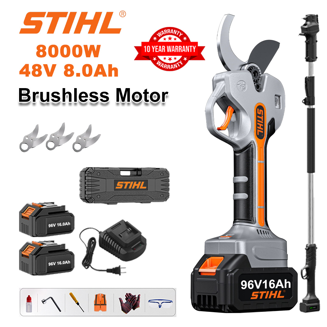 [Tijă de prelungire 1,5~5m] Foarfece de tăiat cu baterie fără perii cu litiu de 8000W + baterie 48V8Ah*2 + lamă din aliaj SK9*2 + încărcător + afișaj de putere LED + cutie de scule + ulei lubrifiant + ochelari de protecție + 10 ani garanție